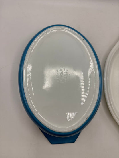 VTG Pyrex Blue Snowflake Garland Casserole 2.5 Qt. /rw