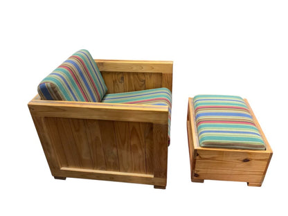 This End Up Stripped Chair With Ottoman