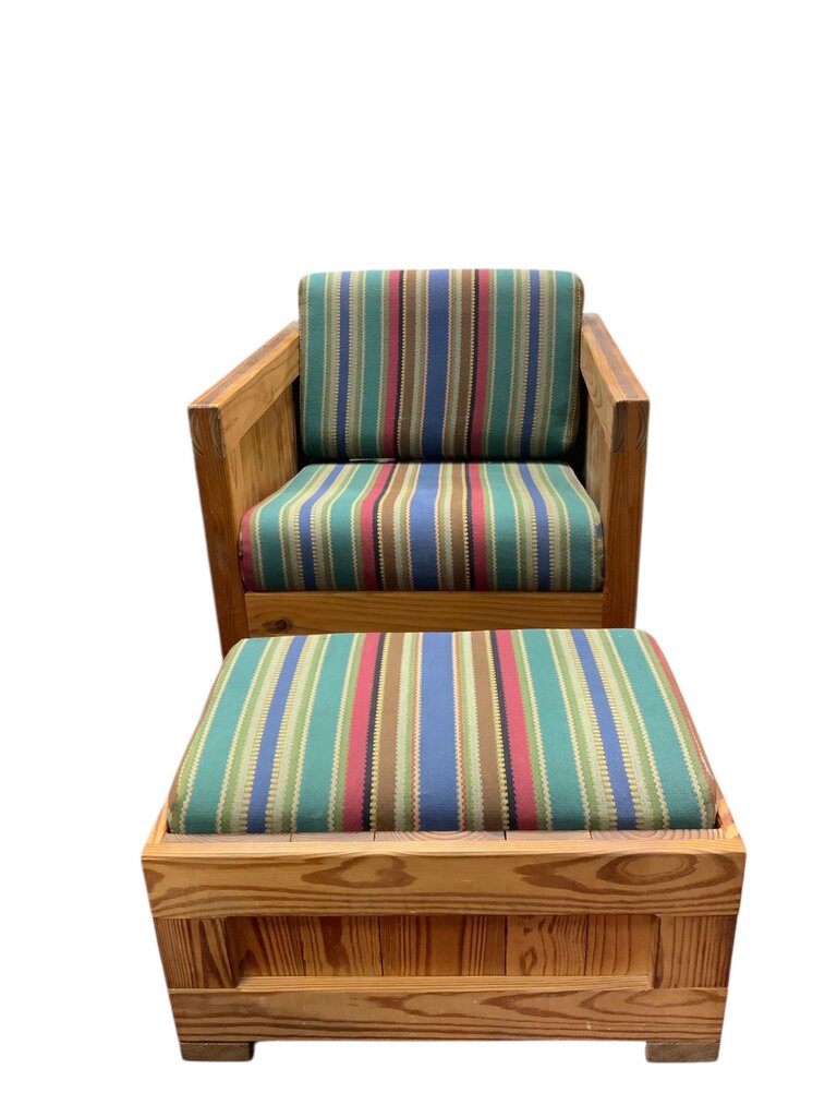 This End Up Stripped Chair With Ottoman