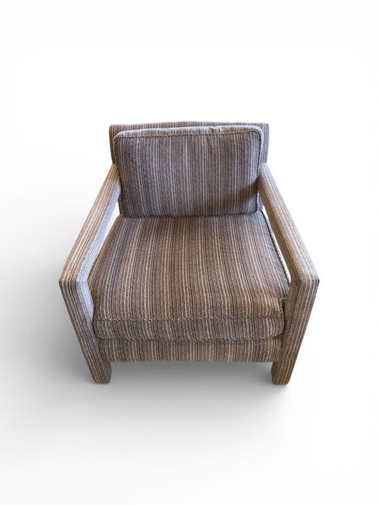 Stripped Mid Century Upholstered Chair