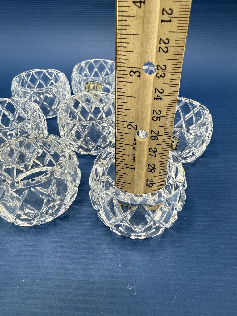 Atlantis Crystal Miniature Collection 8 Clear Cut Napkin Rings /rw