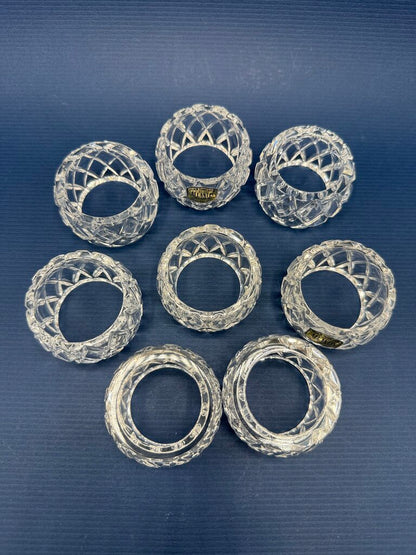 Atlantis Crystal Miniature Collection 8 Clear Cut Napkin Rings /rw