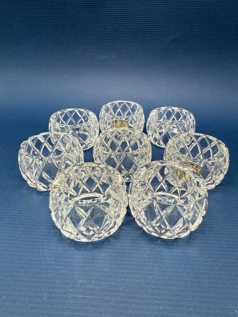 Atlantis Crystal Miniature Collection 8 Clear Cut Napkin Rings /rw