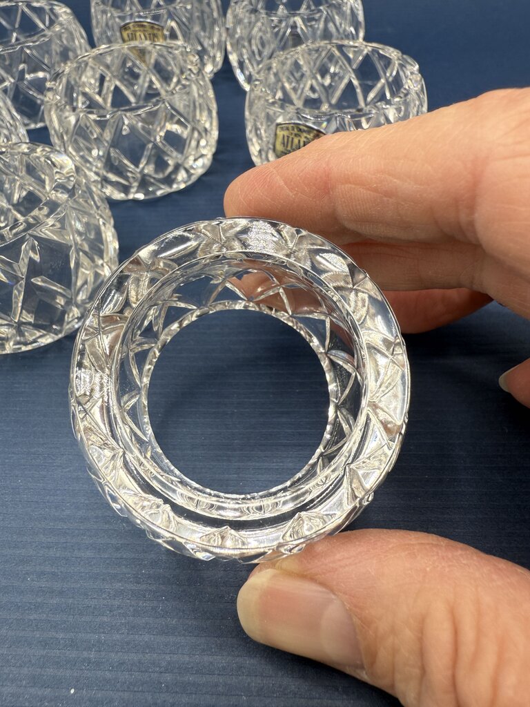Atlantis Crystal Miniature Collection 8 Clear Cut Napkin Rings /rw