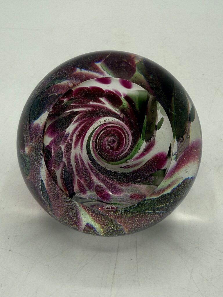 Glass Eye Studio Fireball Collection Purple Swirl Paperweight /ro