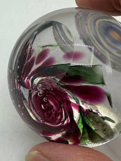 Glass Eye Studio Fireball Collection Purple Swirl Paperweight /ro