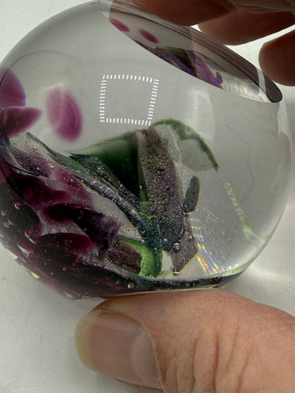Glass Eye Studio Fireball Collection Purple Swirl Paperweight /ro