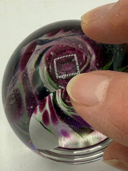 Glass Eye Studio Fireball Collection Purple Swirl Paperweight /ro