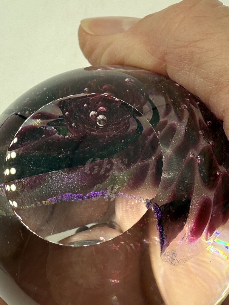 Glass Eye Studio Fireball Collection Purple Swirl Paperweight /ro