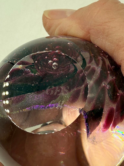 Glass Eye Studio Fireball Collection Purple Swirl Paperweight /ro
