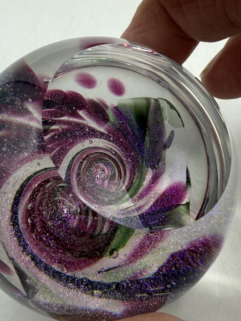 Glass Eye Studio Fireball Collection Purple Swirl Paperweight /ro