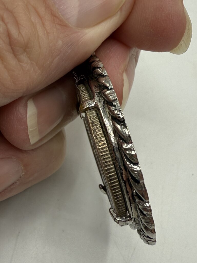 1942 Walking Liberty Silver Half Dollar Cut Out Pendant Necklace /ro