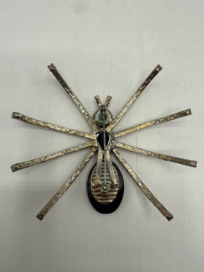 Vintage Black & Clear Rhinestone Tarantula Spider Brooch /ro
