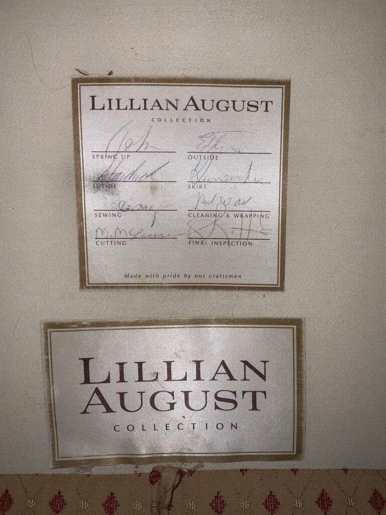 Lillian August Diamond Red And Gold Loveseat