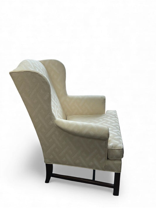 Drexel White Patterned Wingback Chair