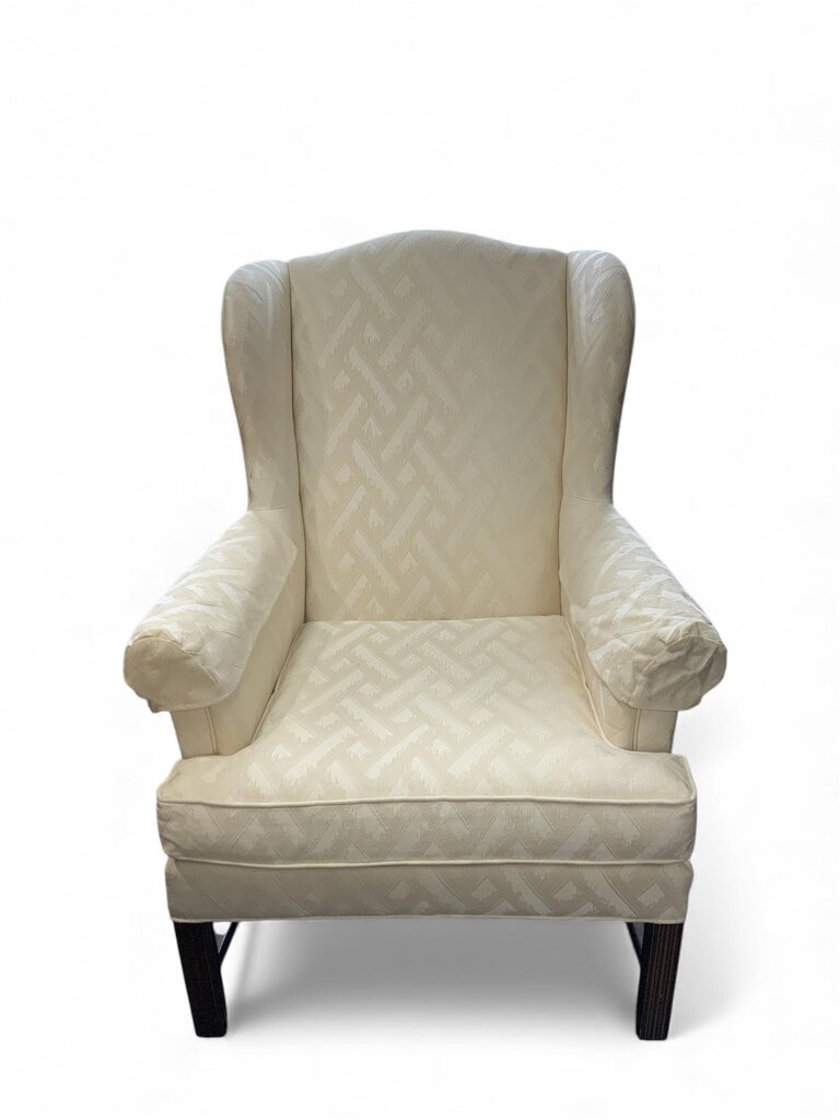 Drexel White Patterned Wingback Chair