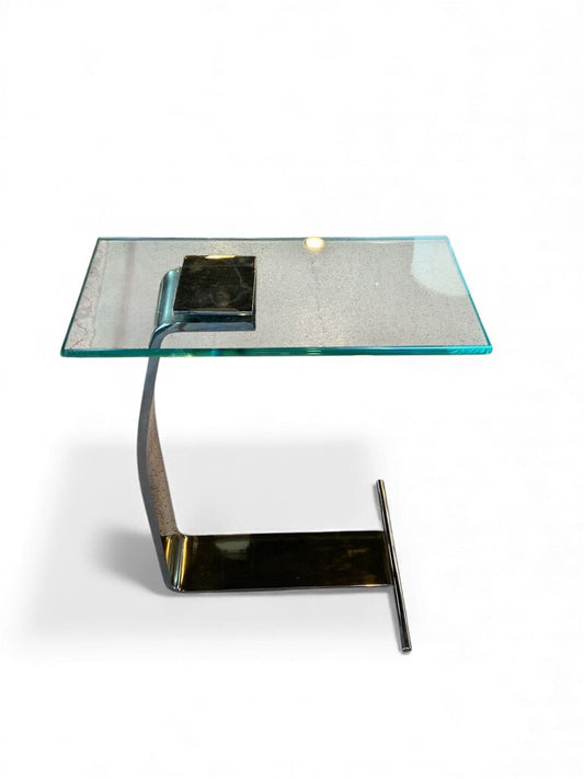 Glass And Chrome Small Side Table
