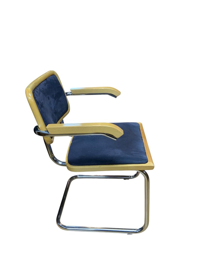 Drop Leaf Danish Table With 6 Black And Chrome Chairs