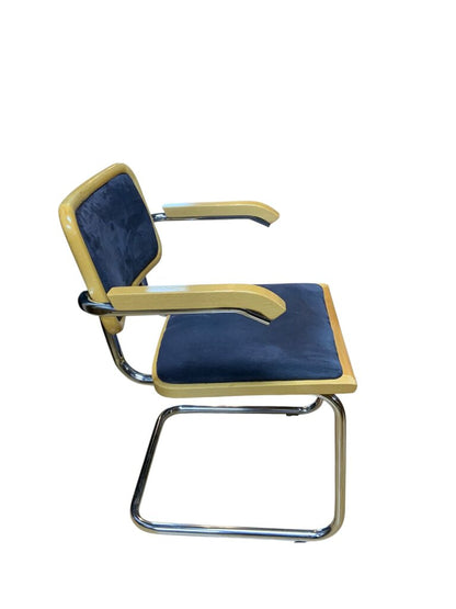 Drop Leaf Danish Table With 6 Black And Chrome Chairs