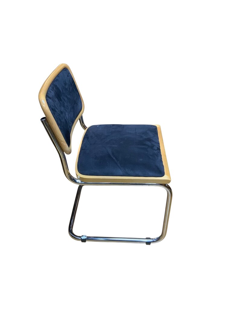 Drop Leaf Danish Table With 6 Black And Chrome Chairs