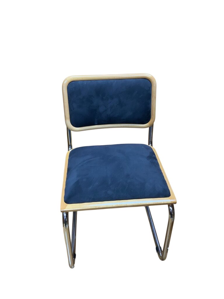 Drop Leaf Danish Table With 6 Black And Chrome Chairs