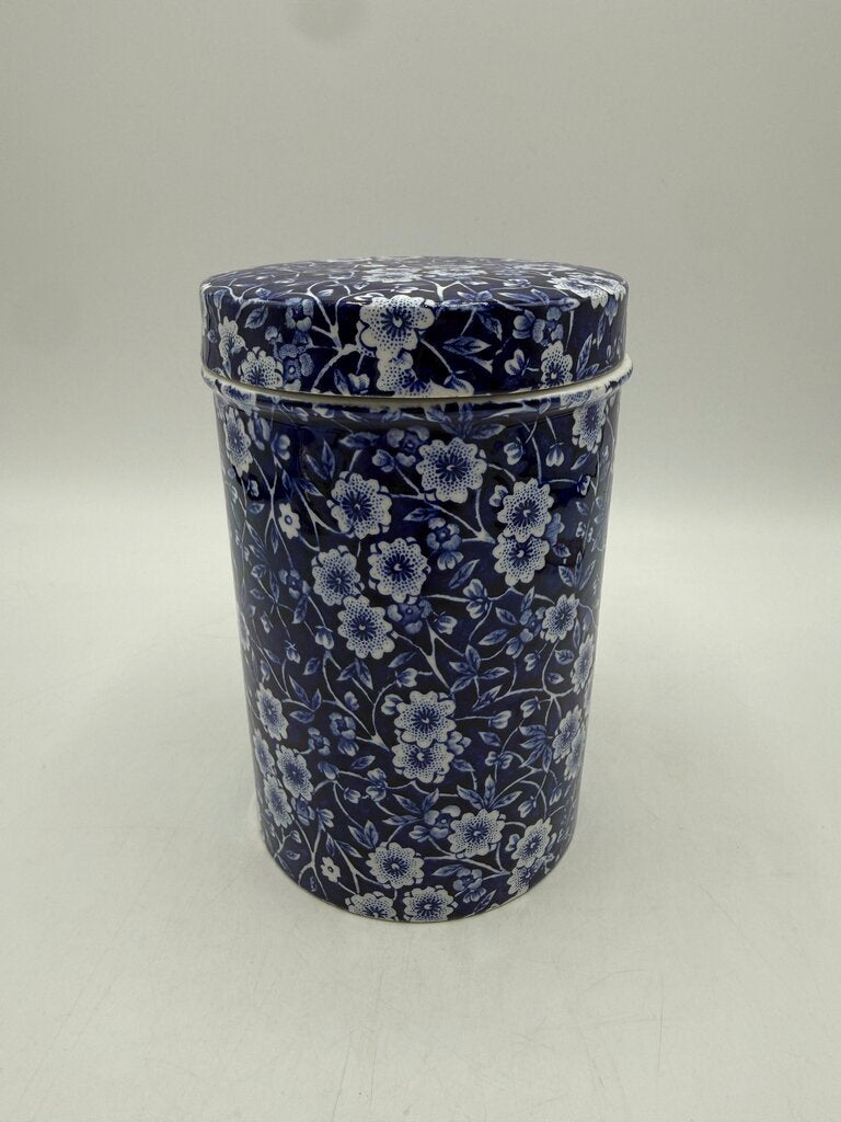 Stafforshire England Calico Blue Floral Cannister Transferware 6” /ro