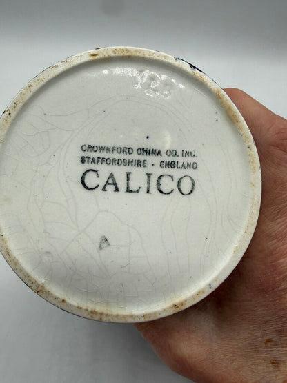 Stafforshire England Calico Blue Floral Cannister Transferware 6” /ro