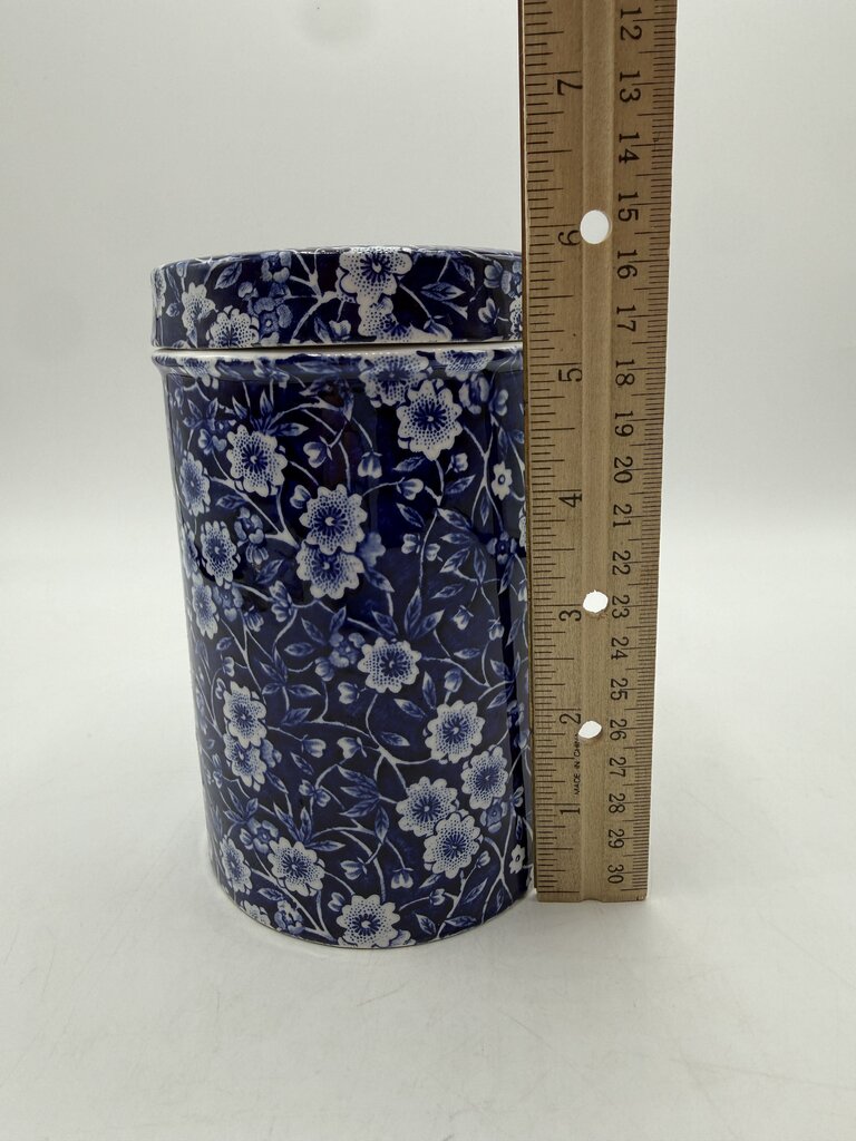 Stafforshire England Calico Blue Floral Cannister Transferware 6” /ro