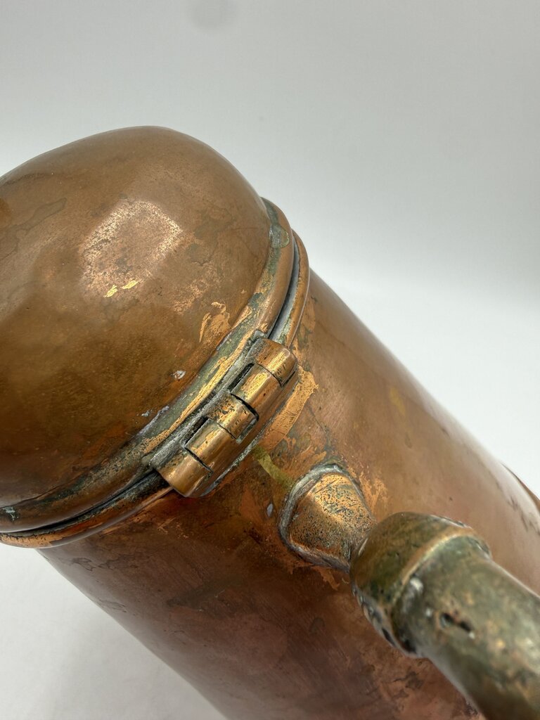 Vintage Copper-Tin lined Coffee Pot Wicker Handle Portugal /rw