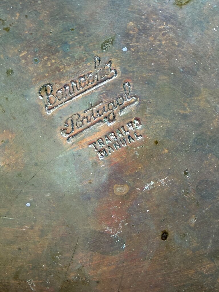 Vintage Copper-Tin lined Coffee Pot Wicker Handle Portugal /rw