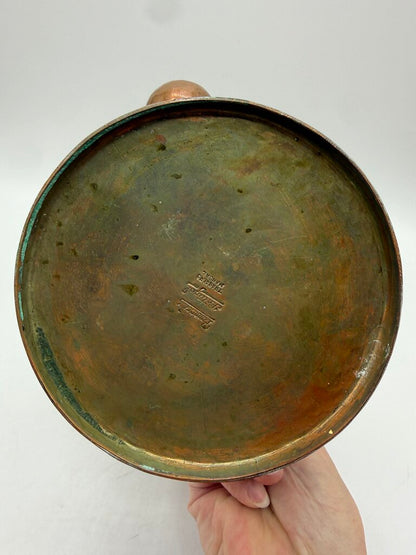 Vintage Copper-Tin lined Coffee Pot Wicker Handle Portugal /rw