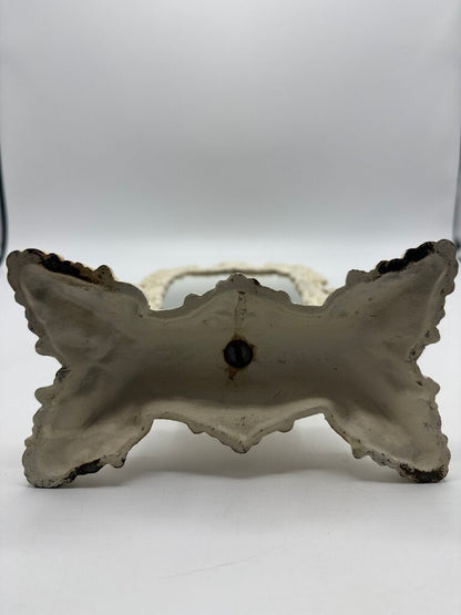 Victorian Cast Iron Pedestal Framed Vanity Mirror 16” Tall /rw