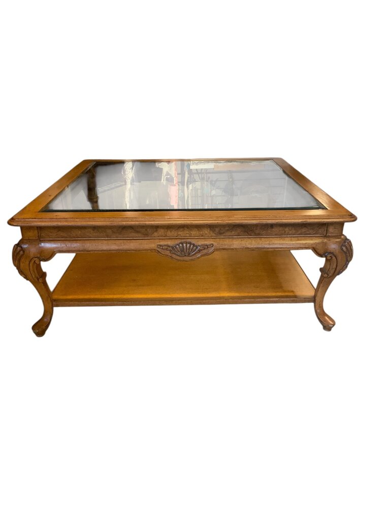 Large Square Glass Top Coffee Table