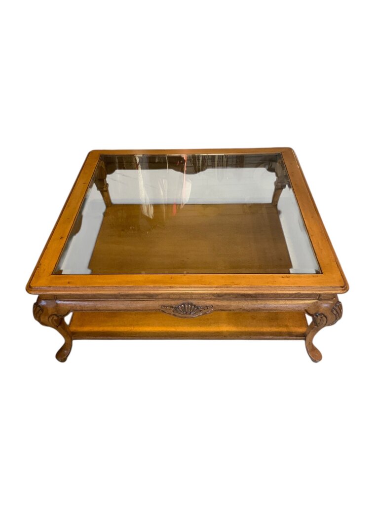 Large Square Glass Top Coffee Table