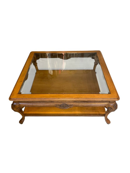 Large Square Glass Top Coffee Table