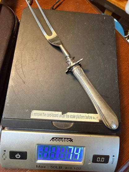 Vintage Sterling Silver Handle Stainless Steel Meat Fork /ro