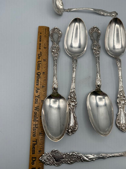 Mixed lot of 6 Silver Plate Serving Spoons, Wallace, 1847 Rogers Bros. /ro