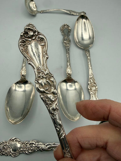 Mixed lot of 6 Silver Plate Serving Spoons, Wallace, 1847 Rogers Bros. /ro