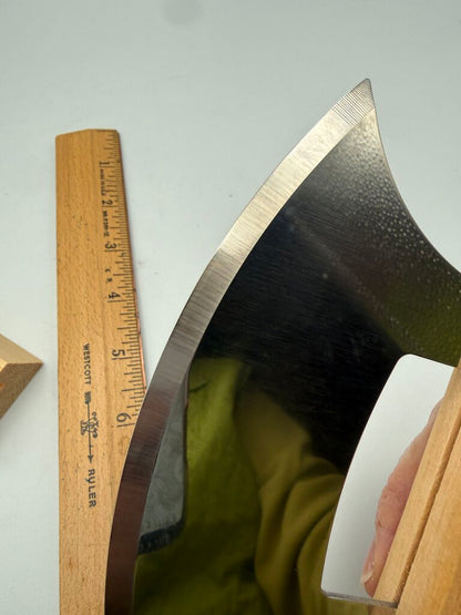 Handcrafted Alaska Ulu Knife & Curved Cutting Bowl Set - Wood & Stainless /roh