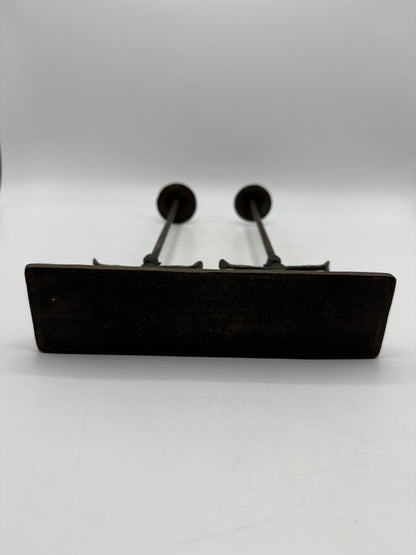 Twin Figure Hand Forge Wrought Iron Candle Holder 12.5” Tall /rw