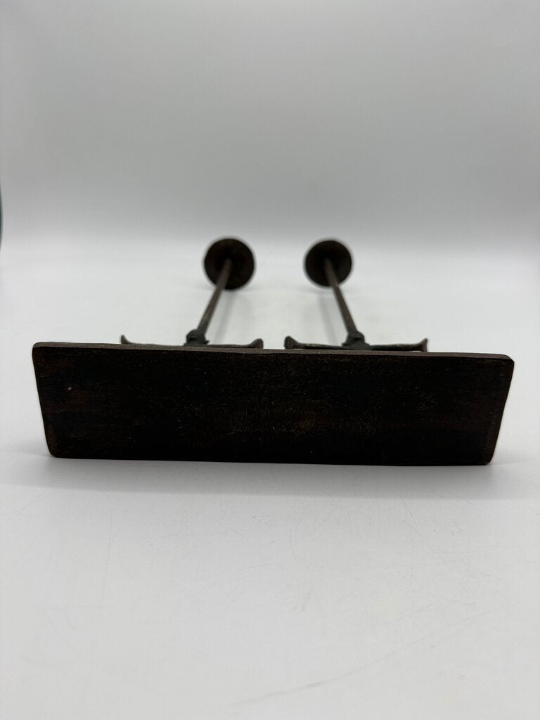 Twin Figure Hand Forge Wrought Iron Candle Holder 12.5” Tall /rw