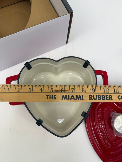 Martha Stewart 2 Qt. Red Heart Shape Enamel Cast Iron Dutch Oven NIB /rw