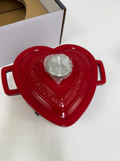 Martha Stewart 2 Qt. Red Heart Shape Enamel Cast Iron Dutch Oven NIB /rw
