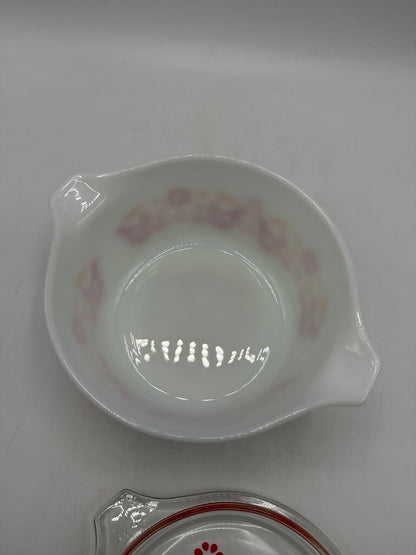 VTG Pyrex Friendship Pattern Covered Casserole 1 Qt Dish /rw