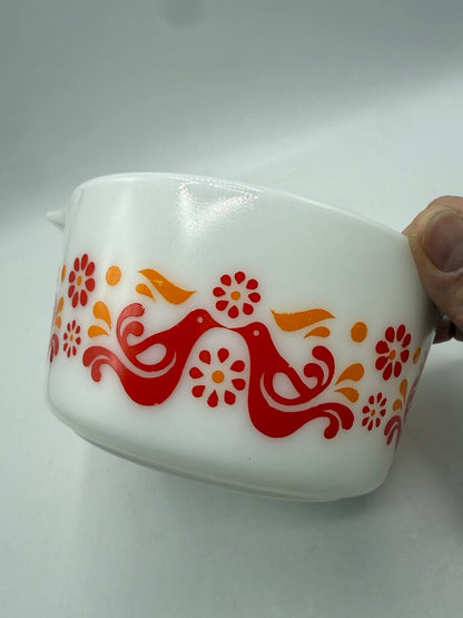 VTG Pyrex Friendship Pattern Covered Casserole 1 Qt Dish /rw