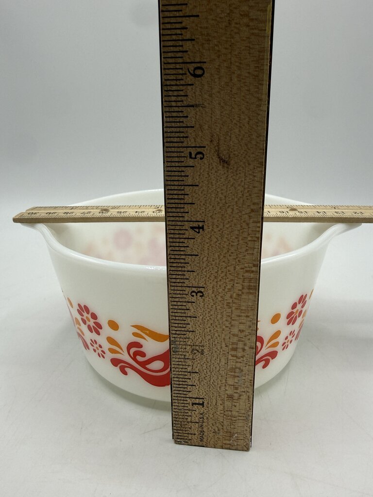 VTG Pyrex Friendship Pattern Covered Casserole 1 Qt Dish /rw