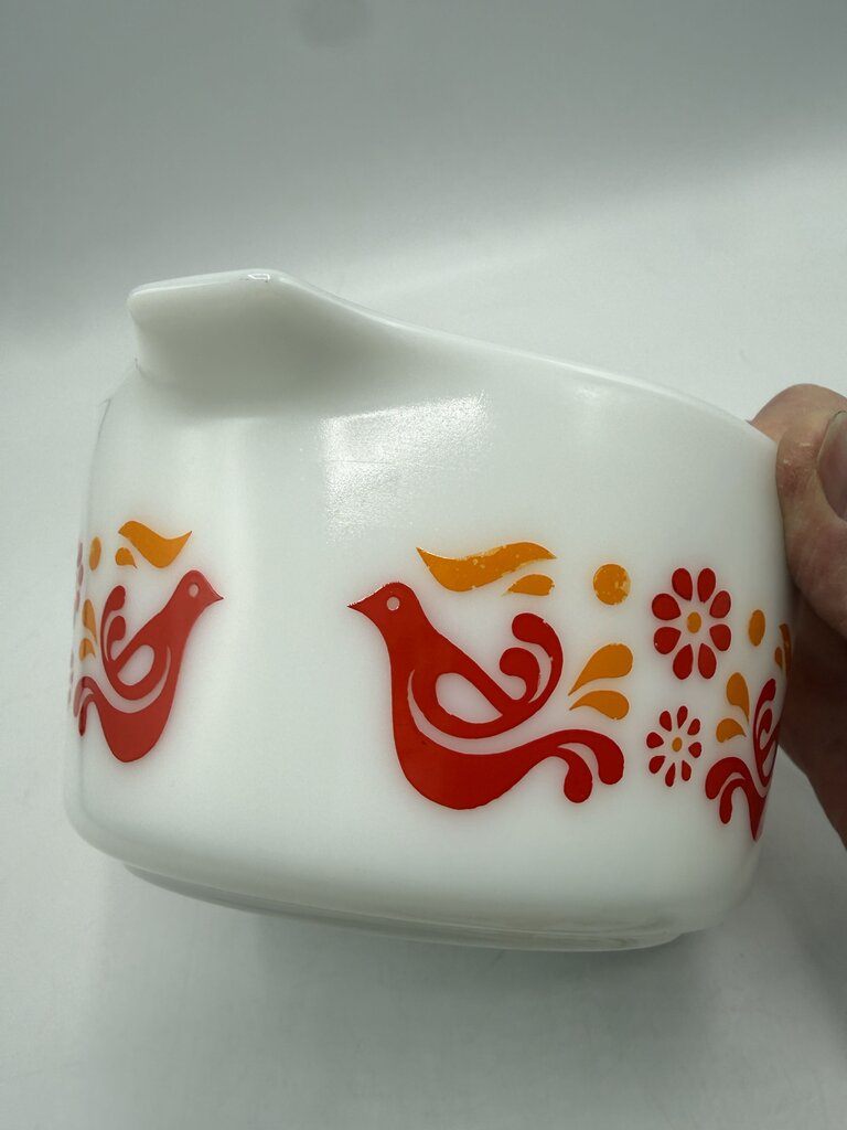 VTG Pyrex Friendship Pattern Covered Casserole 1 Qt Dish /rw