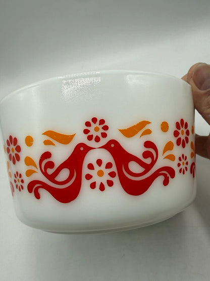 VTG Pyrex Friendship Pattern Covered Casserole 1 Qt Dish /rw