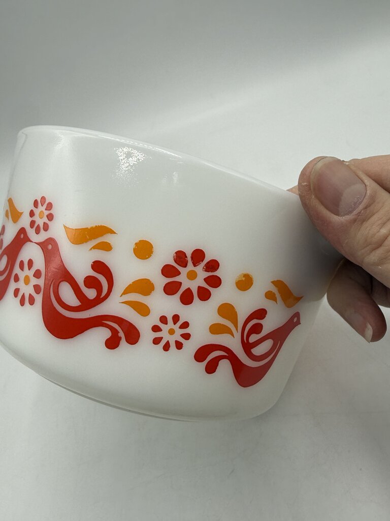 VTG Pyrex Friendship Pattern Covered Casserole 1 Qt Dish /rw