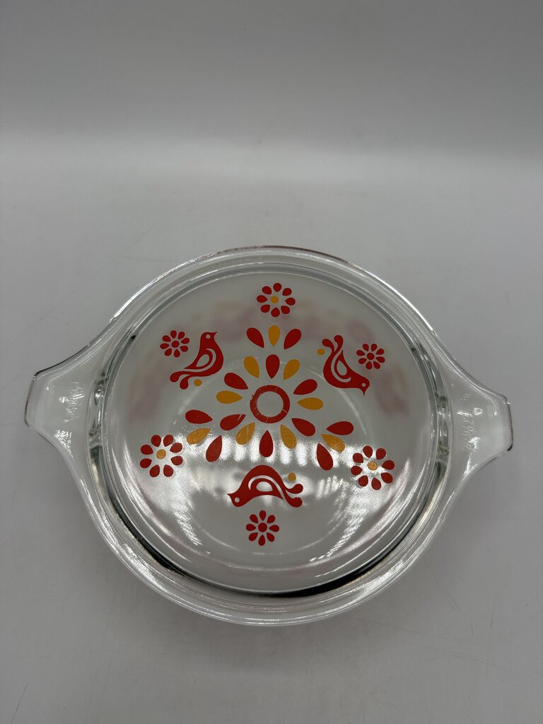 VTG Pyrex Friendship Pattern Covered Casserole 1 Qt Dish /rw